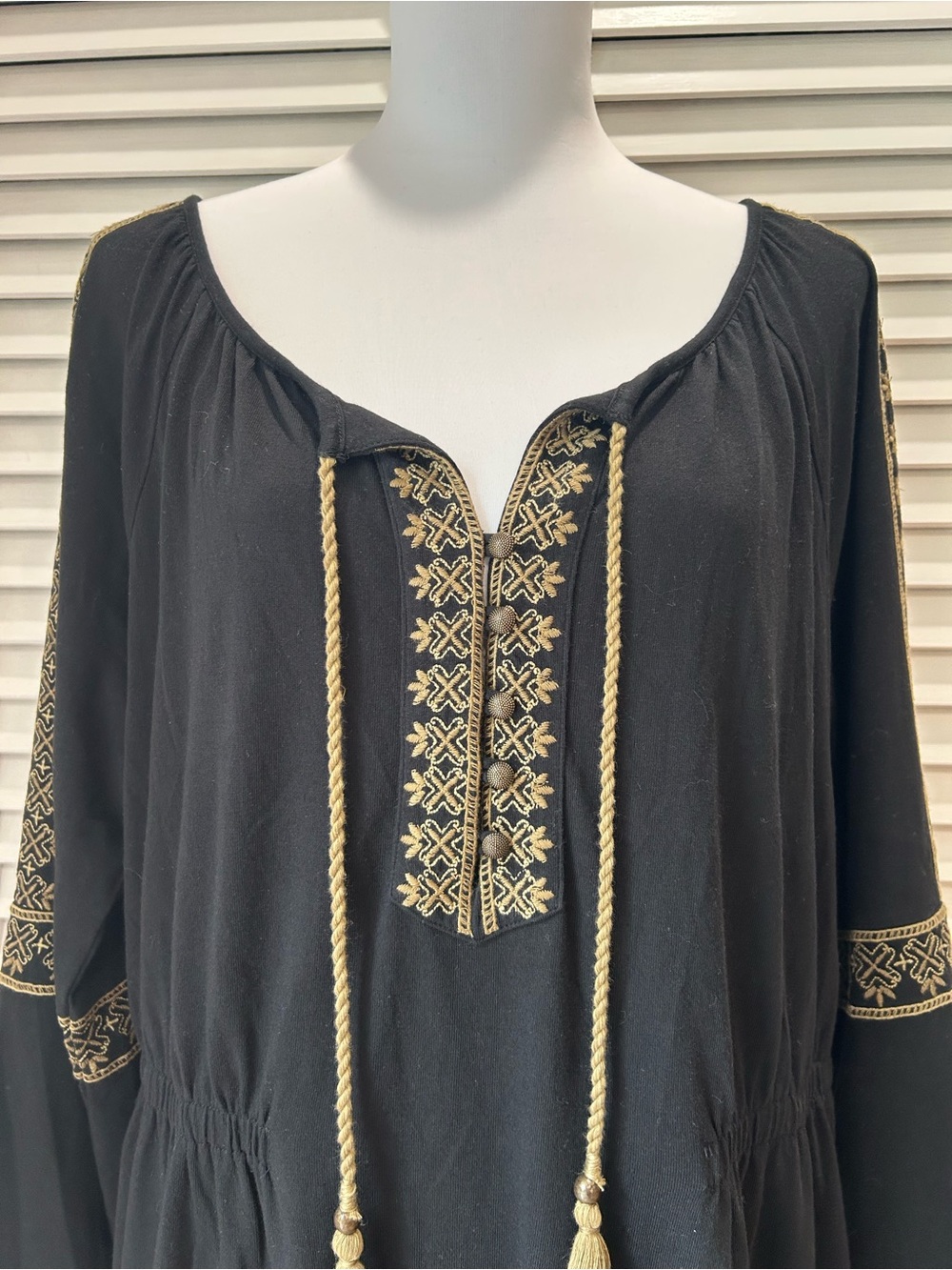 J. Jill Black Dress with Embroidery and Tassels NWT - Picture 2 of 9